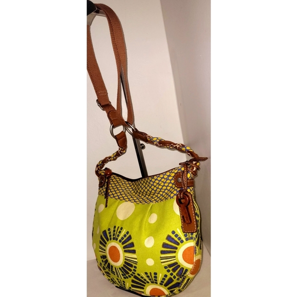 Fossil Key-Per Coated Canvas & Leather Tote Bag Carryall - Picture 7 of 7